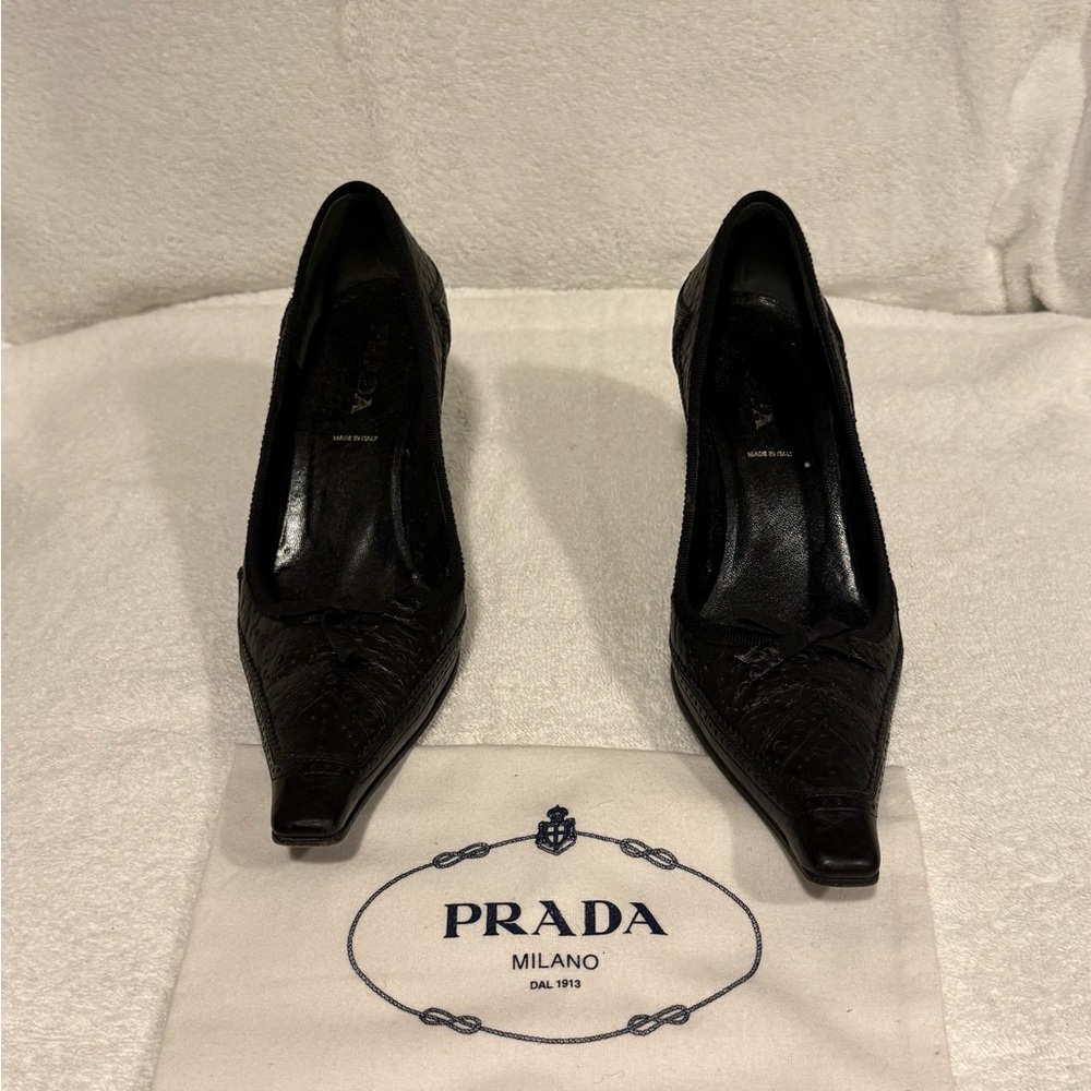 Prada Women's Black Leather Heels